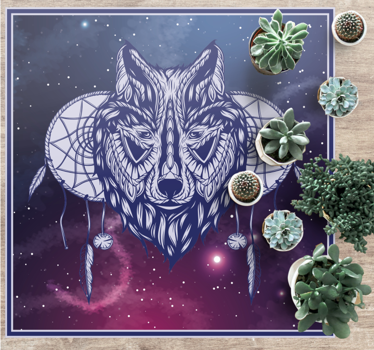 Wolf dreamcatcher motif bedroom carpet - TenStickers