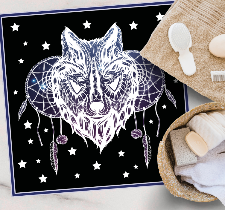 Wolf Dreamcatcher Stars nursery rug - TenStickers