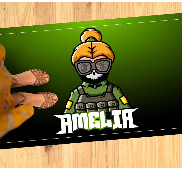 Woman soldier with name teenage bedroom rug - TenStickers