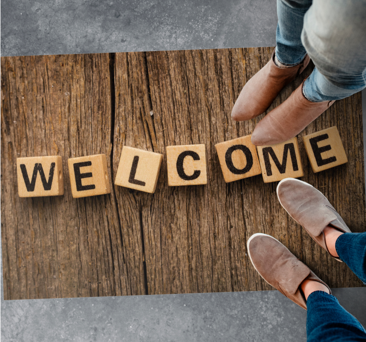 Wooden Alphabet Welcome quote rug - TenStickers