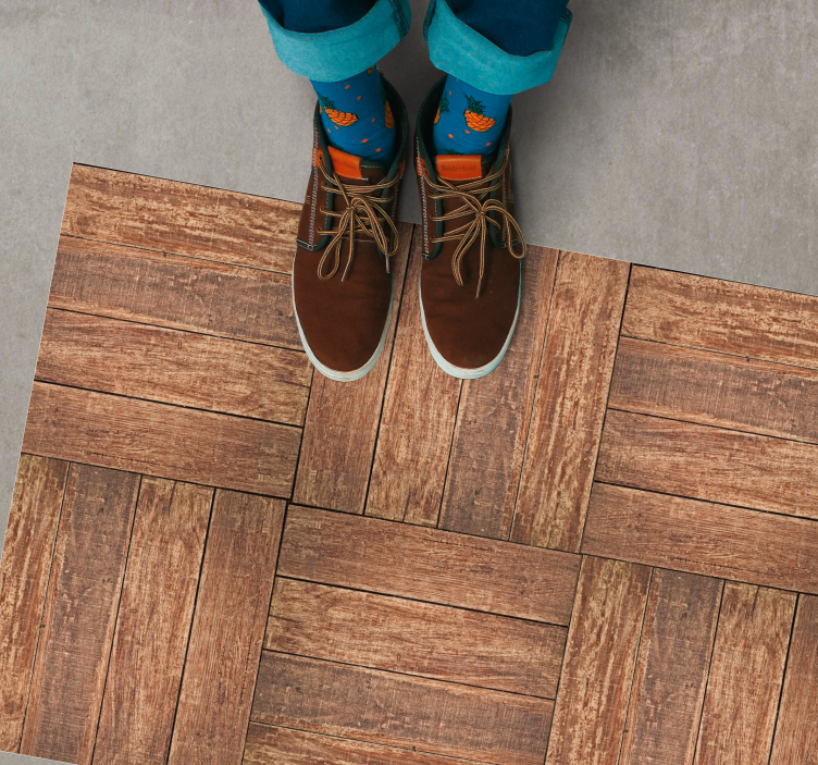Plank brown texture wood effect rug - TenStickers
