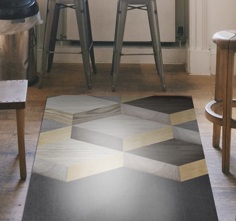 Wooden plank 3d hole texture wood vinyl rug - TenStickers