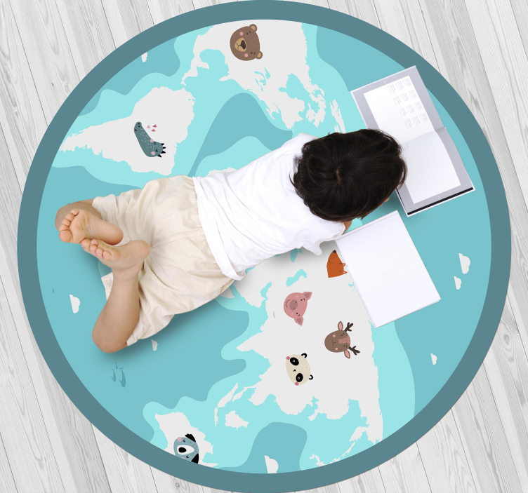 World animal map kids rug - TenStickers