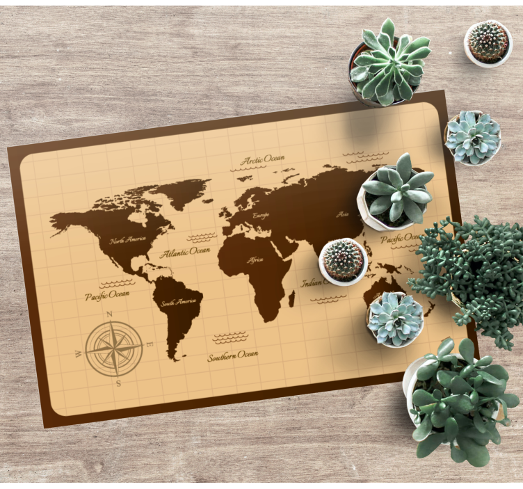Brown vintage design map rug - TenStickers