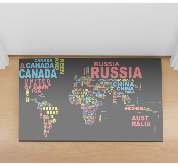 Countries typography map rug - TenStickers