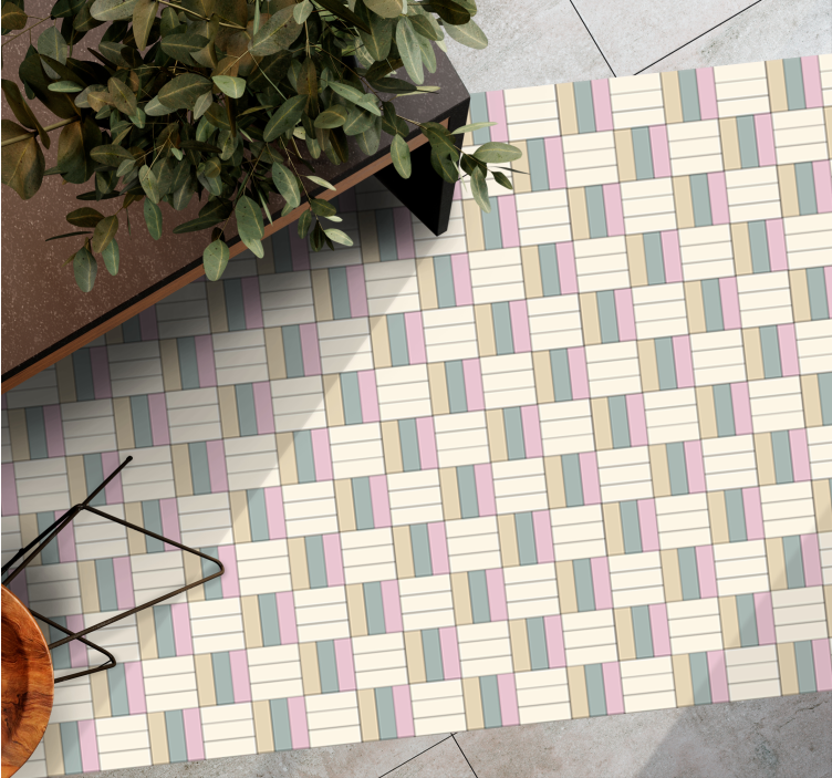 Woven colour blocks geometric rug - TenStickers