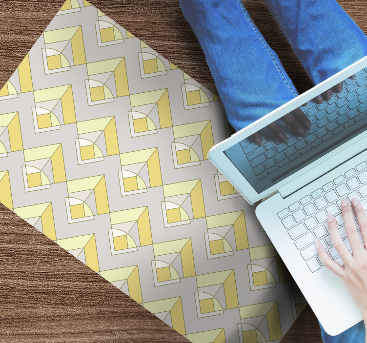 Yellow and gray pattern geometric rug - TenStickers