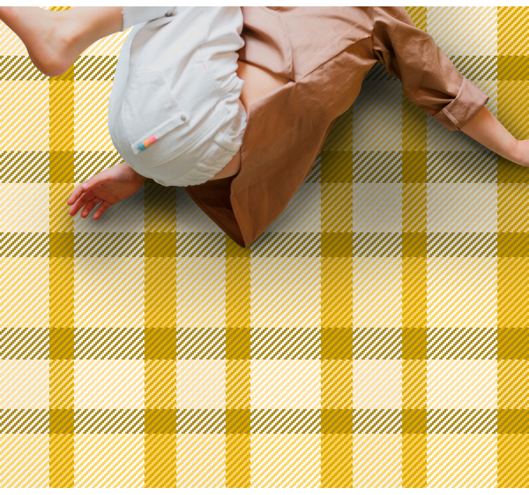 Yellow Checkered Pattern stripes rug - TenStickers