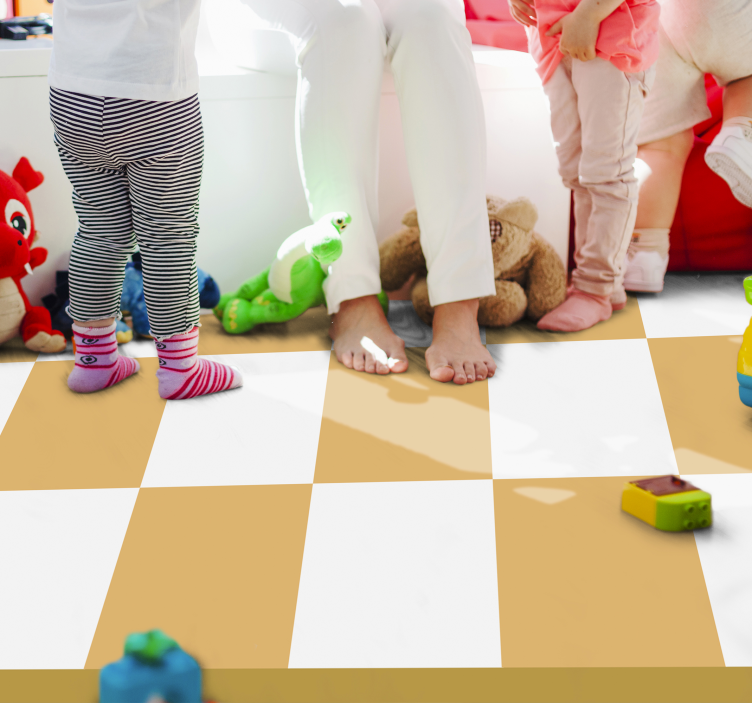 Yellow chessboard geometric rugs - TenStickers