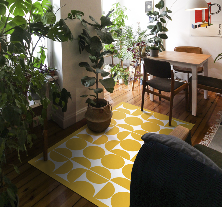 Yellow half circles geometric rugs - TenStickers