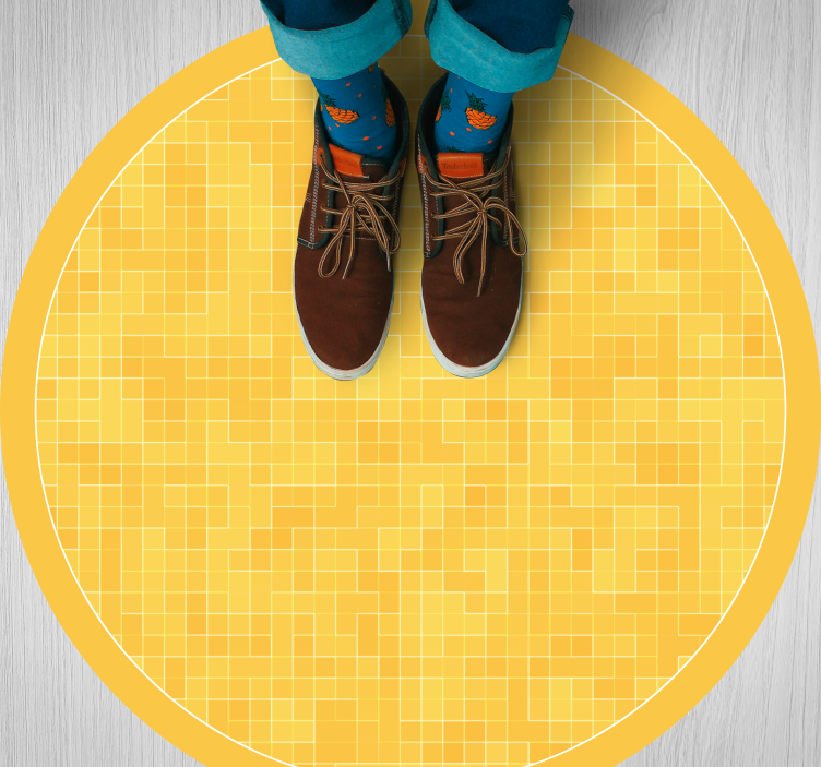 Yellow Mosaic Pattern geometric rug - TenStickers