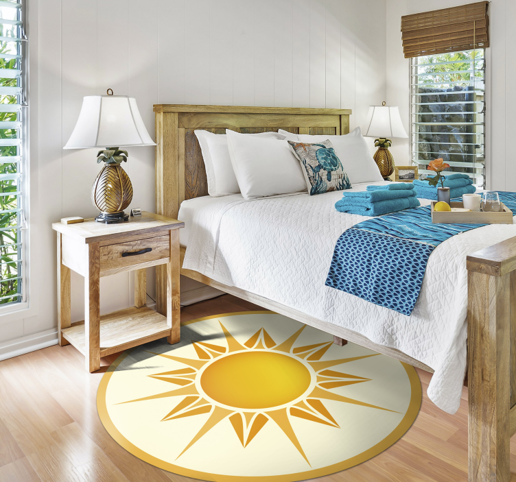 Yellow Round Pattern mandala rug - TenStickers