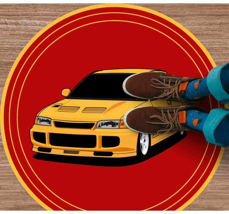 YELLOW SPORTS CAR teenage bedroom rug - TenStickers