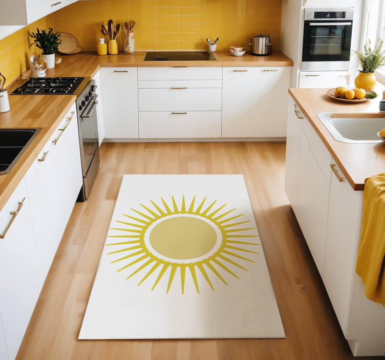 Yellow sun white rug - TenStickers