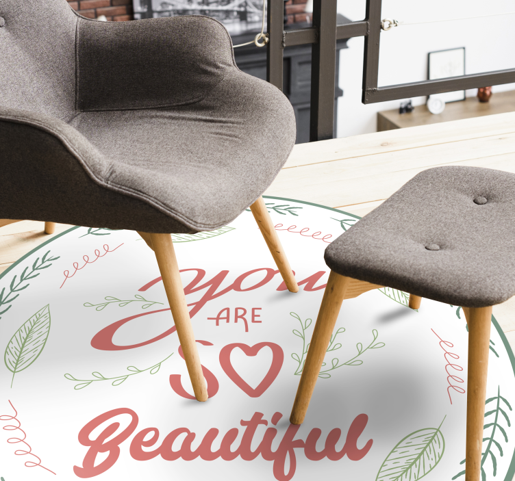 You are so beautiful floral wreath quote rug - TenStickers