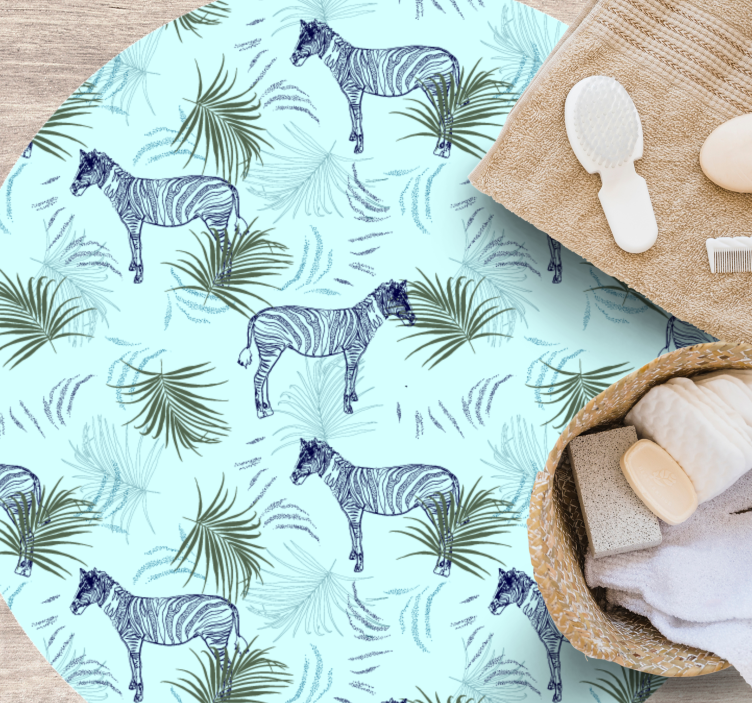 Animal mat zebra and leaves - TenStickers