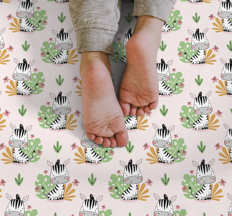 Zebra Jungle Pattern kids rug - TenStickers