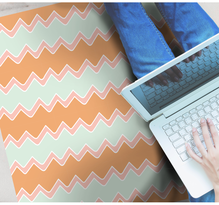 Beige and blue zigzag pattern geometric rug - TenStickers