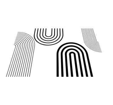 Thin minimalist black arcs white rug - TenStickers