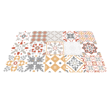 Orange mosaic kitchen mat - TenStickers