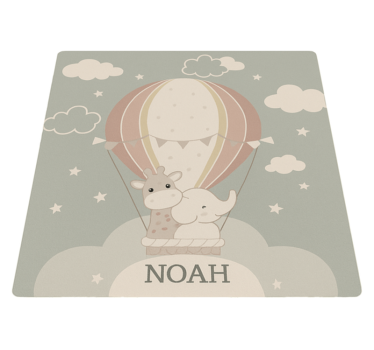 Kids rug pastel air balloon with name - TenStickers