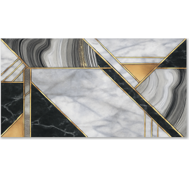 Gold-trim motif marble rug - TenStickers