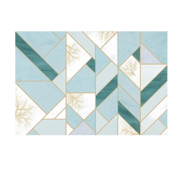 Aqua geometric pattern marble rug - TenStickers