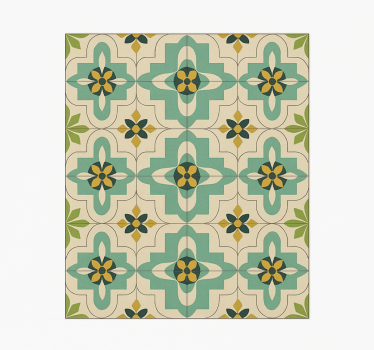 Retro floral tiles kitchen vinyl mat - TenStickers