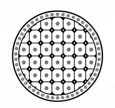 Black-and-White Tile Pattern dining room rug - TenStickers