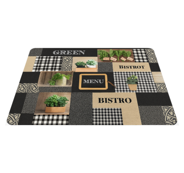 Black and white bistro kitchen vinyl mat - TenStickers