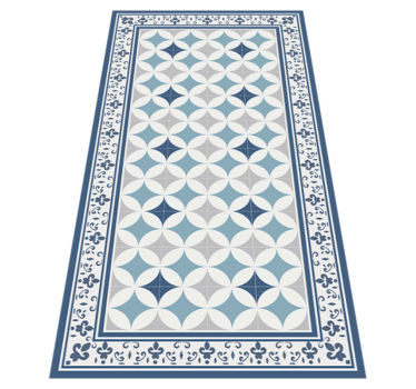 Kitchen vinyl mat in azure tile design - TenStickers