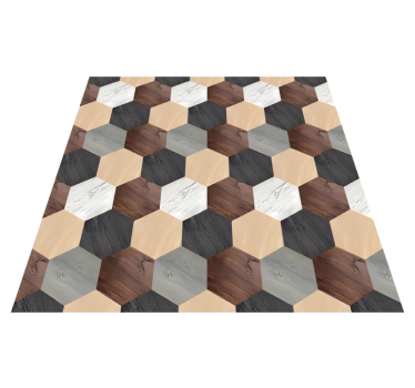 Kitchen vinyl mat in mixed wood hexagons - TenStickers