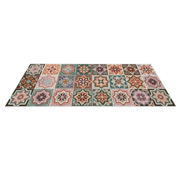 Vibrant eclectic patchwork kitchen vinyl mat - TenStickers