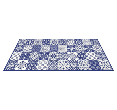 Cobalt porcelain collage kitchen vinyl mat - TenStickers