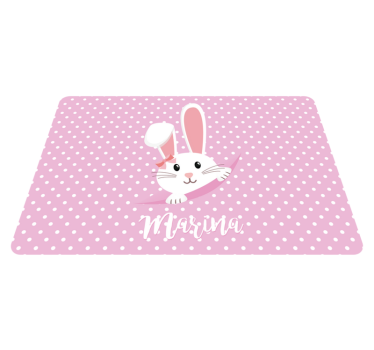 Cute bunny for girl with name animal mat - TenStickers