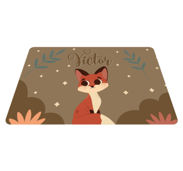 Animal mat cute fox for boy with name - TenStickers