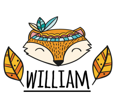Personalized nordic fox with feathers animal mat - TenStickers