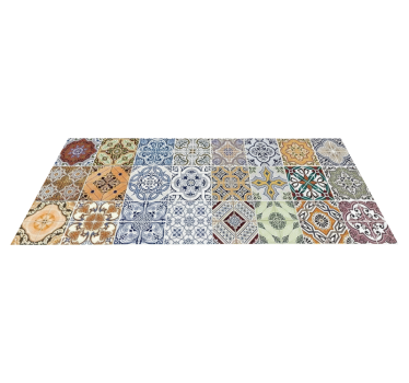 Eclectic mediterranean patchwork kitchen vinyl mat - TenStickers