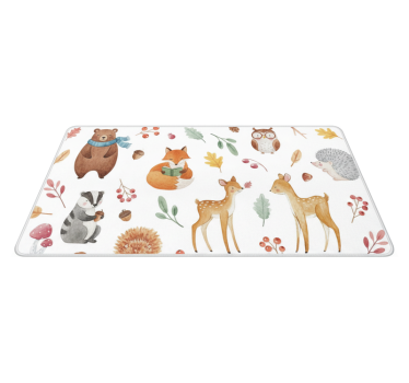 Whimsical woodland watercolor kitchen vinyl mat - TenStickers