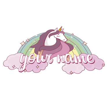 Animal mat pink unicorn with name - TenStickers