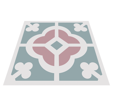 Kitchen vinyl mat with floral hydraulic tile design - TenStickers