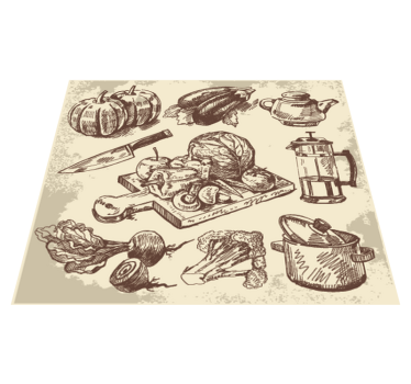 Vintage illustration kitchen vinyl mat - TenStickers