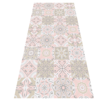 Kitchen vinyl mat in pink and grey tile design - TenStickers