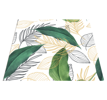 Kitchen vinyl mat with green and gold leaf art - TenStickers