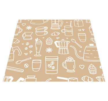 Kitchen vinyl mat with coffee cups and glasses pattern - TenStickers