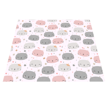 Bedroom carpet with cute grey and pink kittens - TenStickers