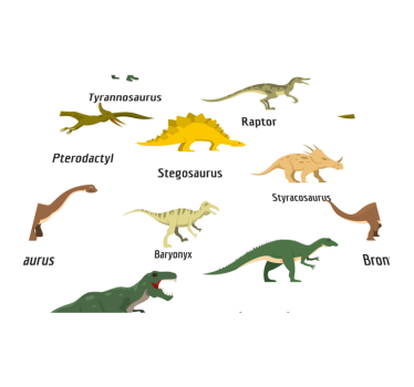 Bedroom carpet featuring named realistic dinosaurs - TenStickers
