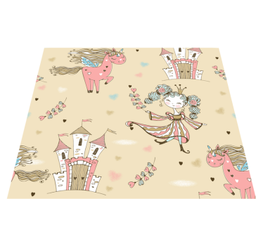 Unicorn castle and princess bedroom carpet - TenStickers