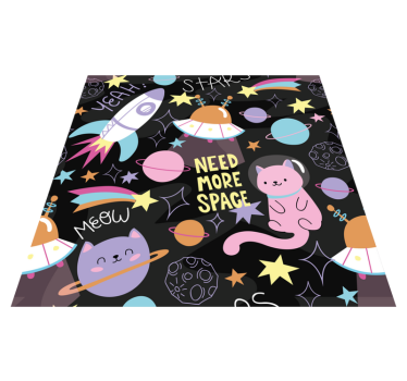 Bedroom carpet with cat in space design - TenStickers