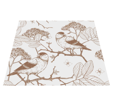 Bedroom carpet with grey and brown birds design - TenStickers